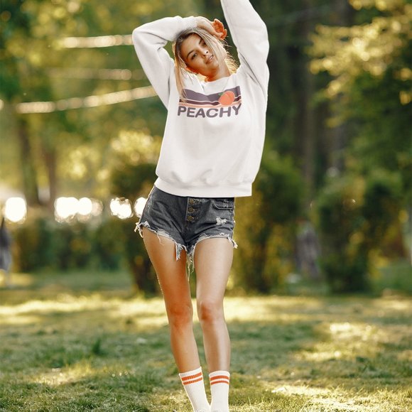 Just Peachy Vintage Retro Crewneck Sweatshirt - Picture 5 of 6